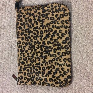 Cheetah Print Pouch with Card Slots and Red Interior EUC